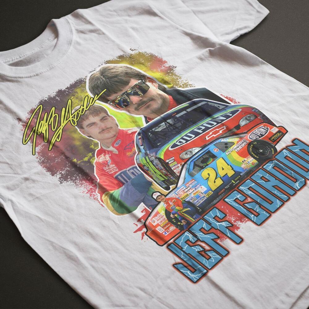 Style Jeff Gordon Racing Size L White Short Sleeve T-Shirt